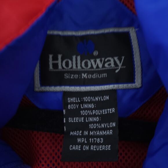 Holloway Windbreaker Medium Men Red Blue Nylon Colorblock Spring Jacket Pullover - Picture 3 of 5